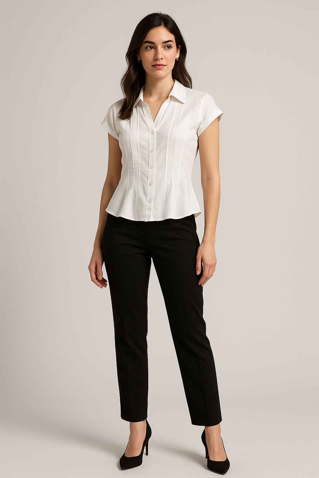 Short-Sleeve Pleated Corset Top