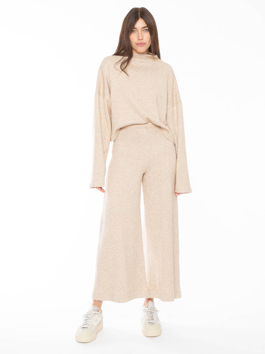 Oatmeal Cashmere Like Wide Leg Pant