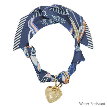 Scarf Necklace with Puffy Heart and Bow Charms