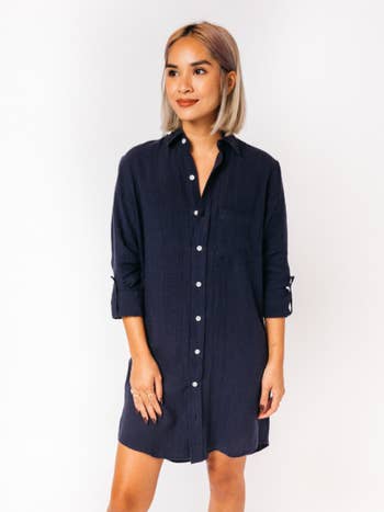 Black Linen Mini Dress
