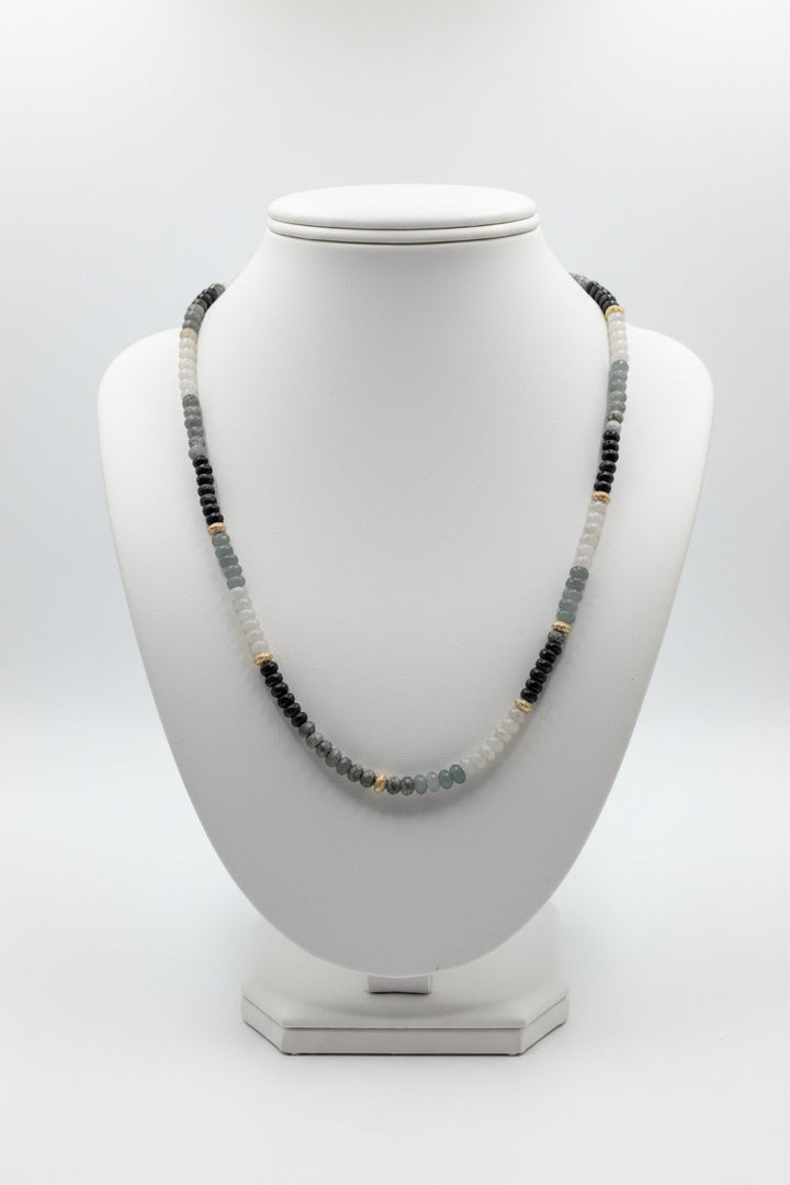 Multi Colored Small Beaded Necklace with Gold Detail