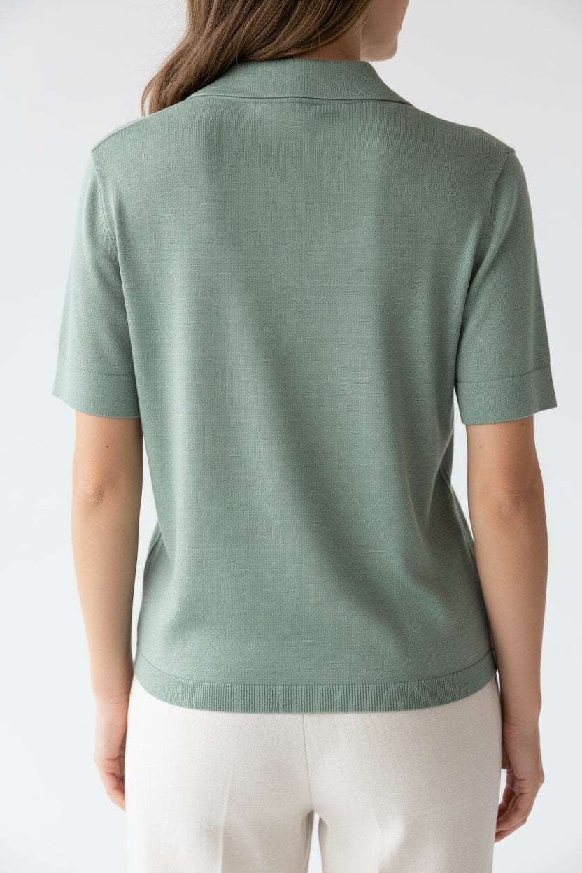 Elbow Sleeve Button Down Tee