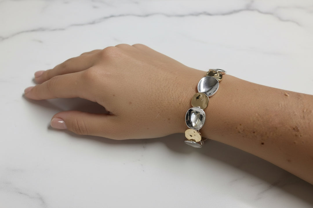 2 TONED FLAT COIN BRACELET
