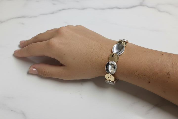 2 TONED FLAT COIN BRACELET