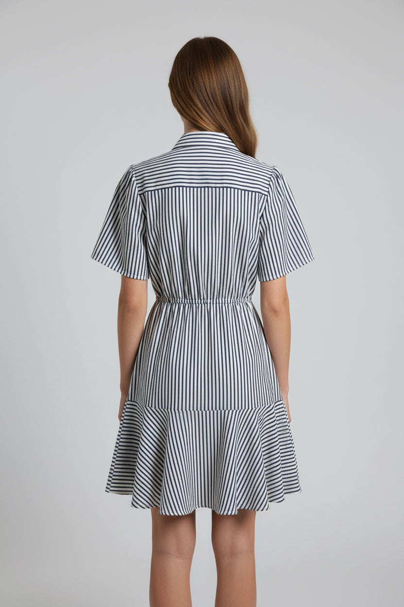 SHORT SLEEVE FRONT TIE MINI DRESS