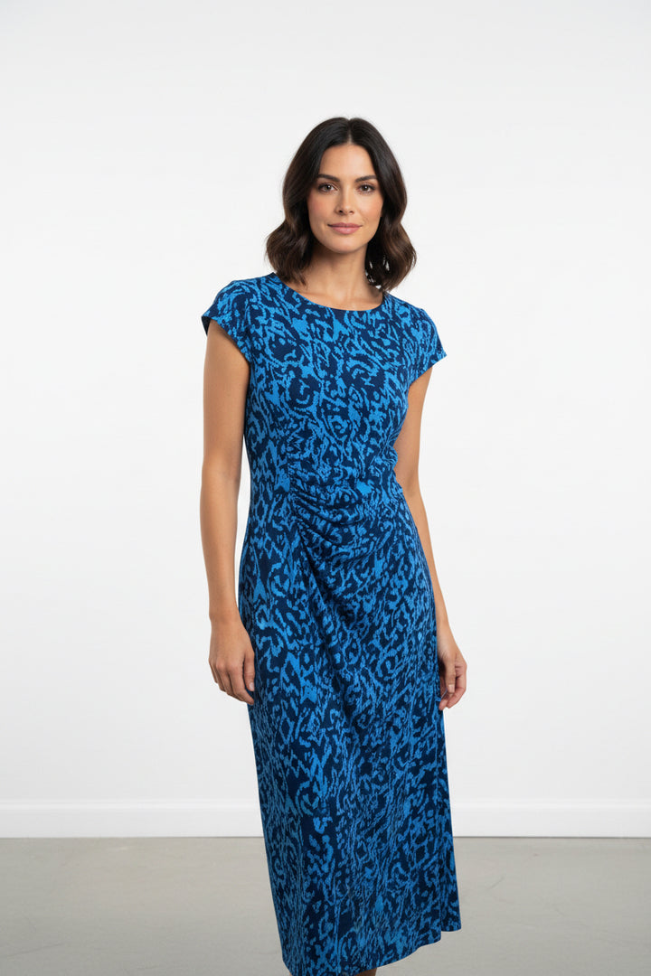 ROUND NECK CAP SLEEVE MIDI DRESS