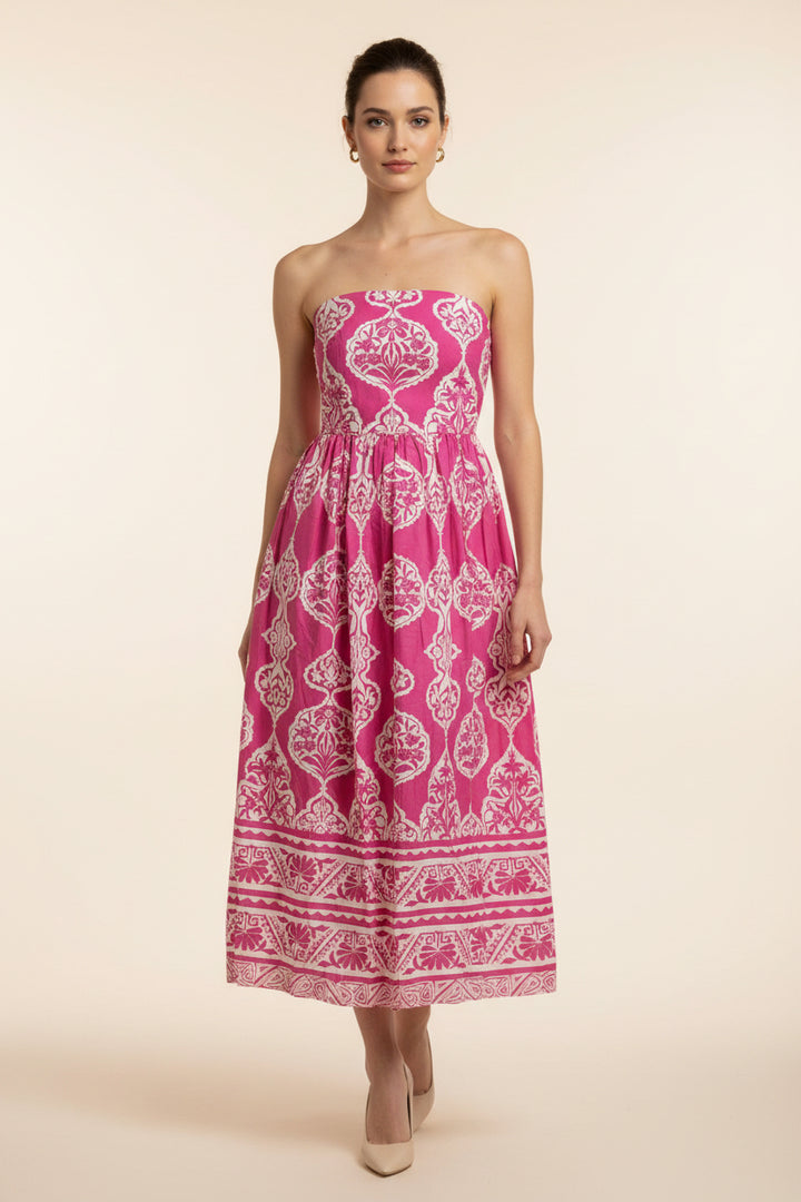 STRAPLESS MIDI DRESS