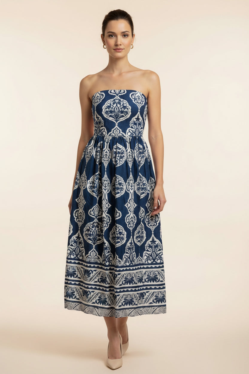 STRAPLESS MIDI DRESS