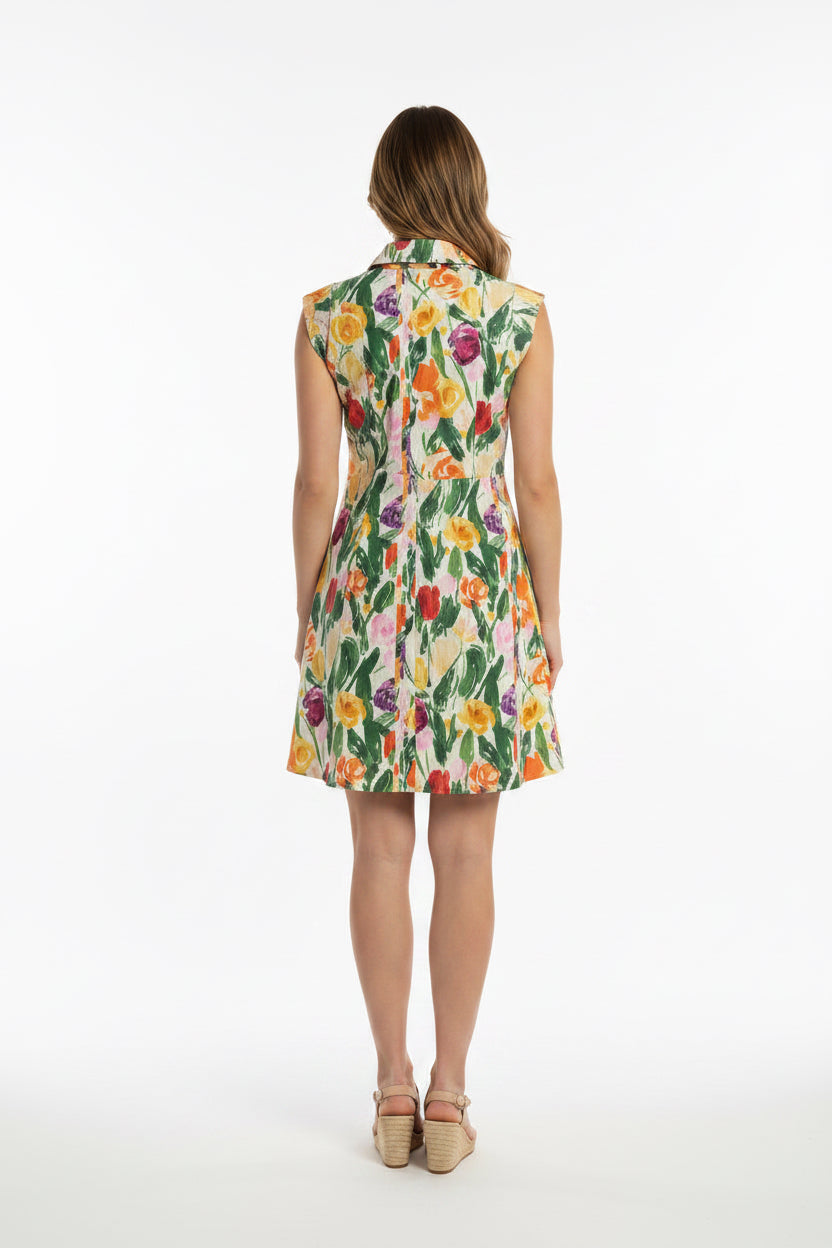 FULL ZIPPER MINI DRESS WITH COLLAR