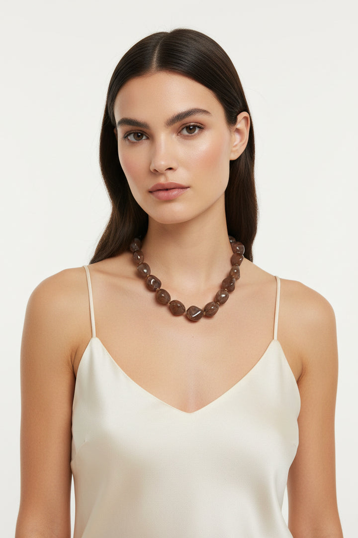 NATURAL SHAPED STONE NECKLACE SINGLE COLOR