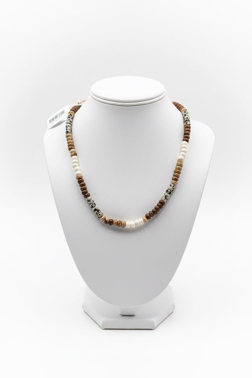 Multi Colored Small Beaded Necklace with Gold Detail