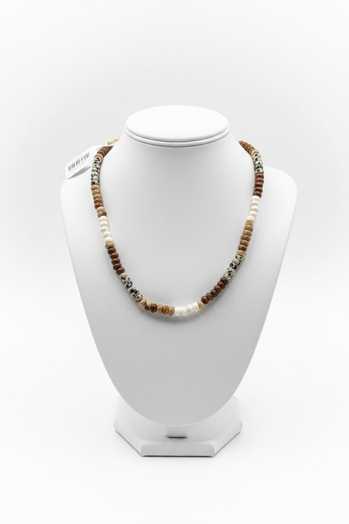 Multi Colored Small Beaded Necklace with Gold Detail