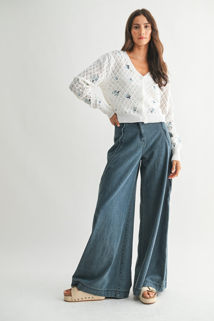 Side Scallop Denim Trousers