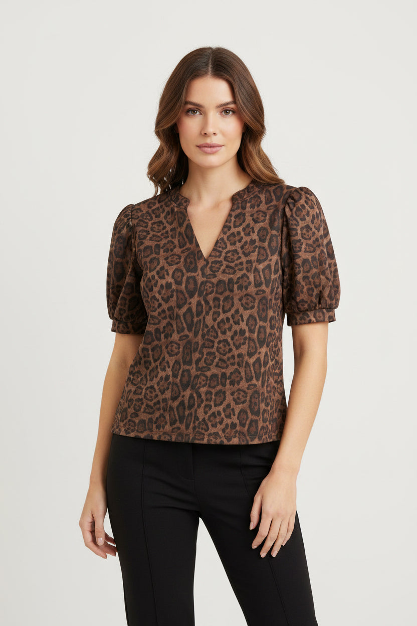 SUEDE ANIMAL PRINT TOP
