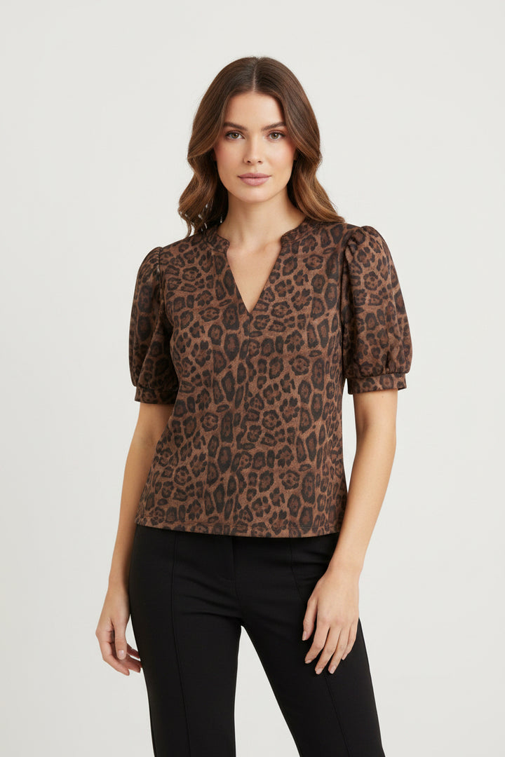 SUEDE ANIMAL PRINT TOP