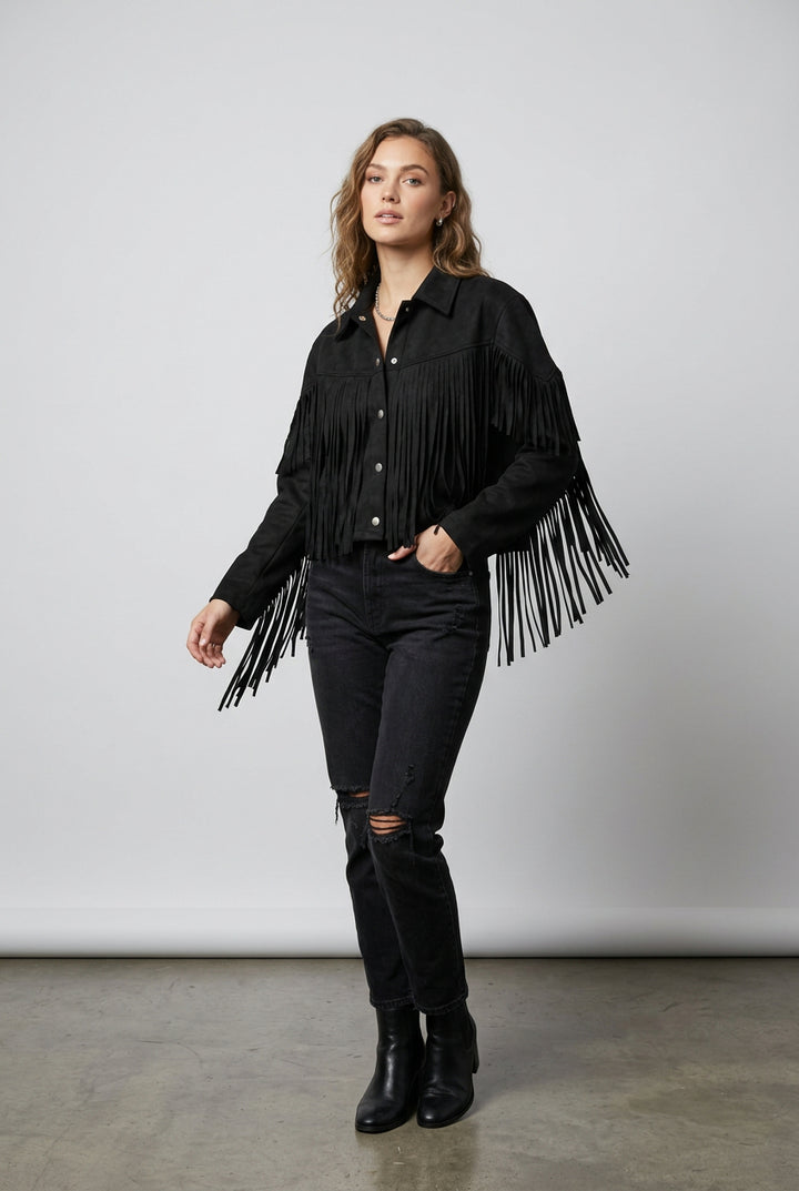 BUTTON UP FRINGE JACKET