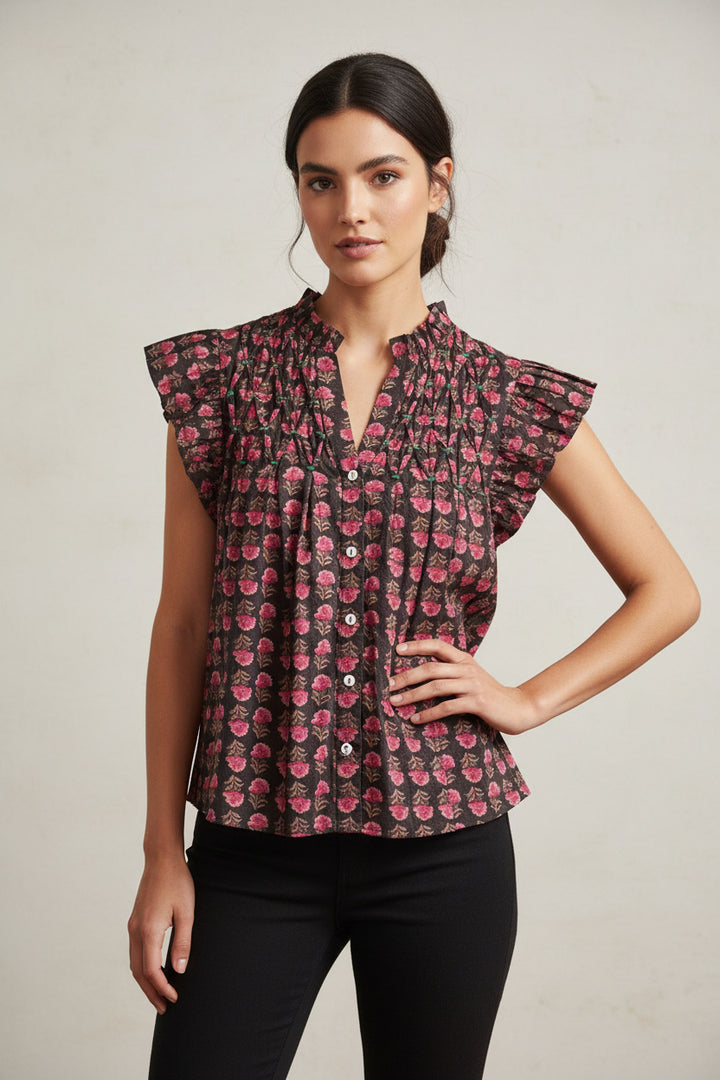FLUTTER SLEEVE BUTTON TOP