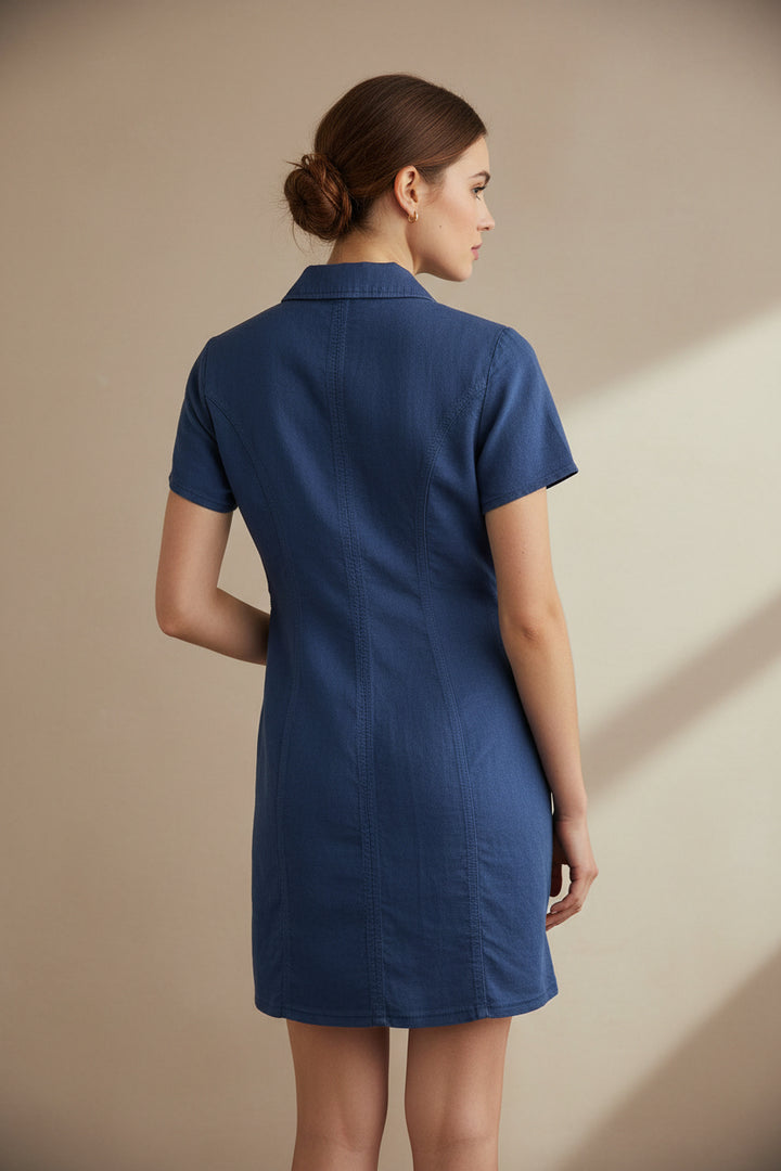 SHORT SLEEVE ZIP FRONT DRESS