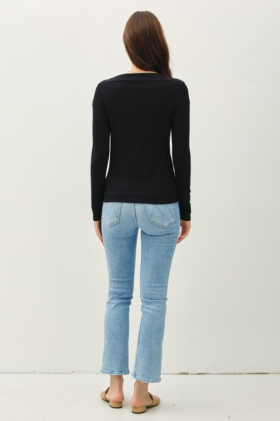 Basic Boat Neck Long Sleeve Knit Top