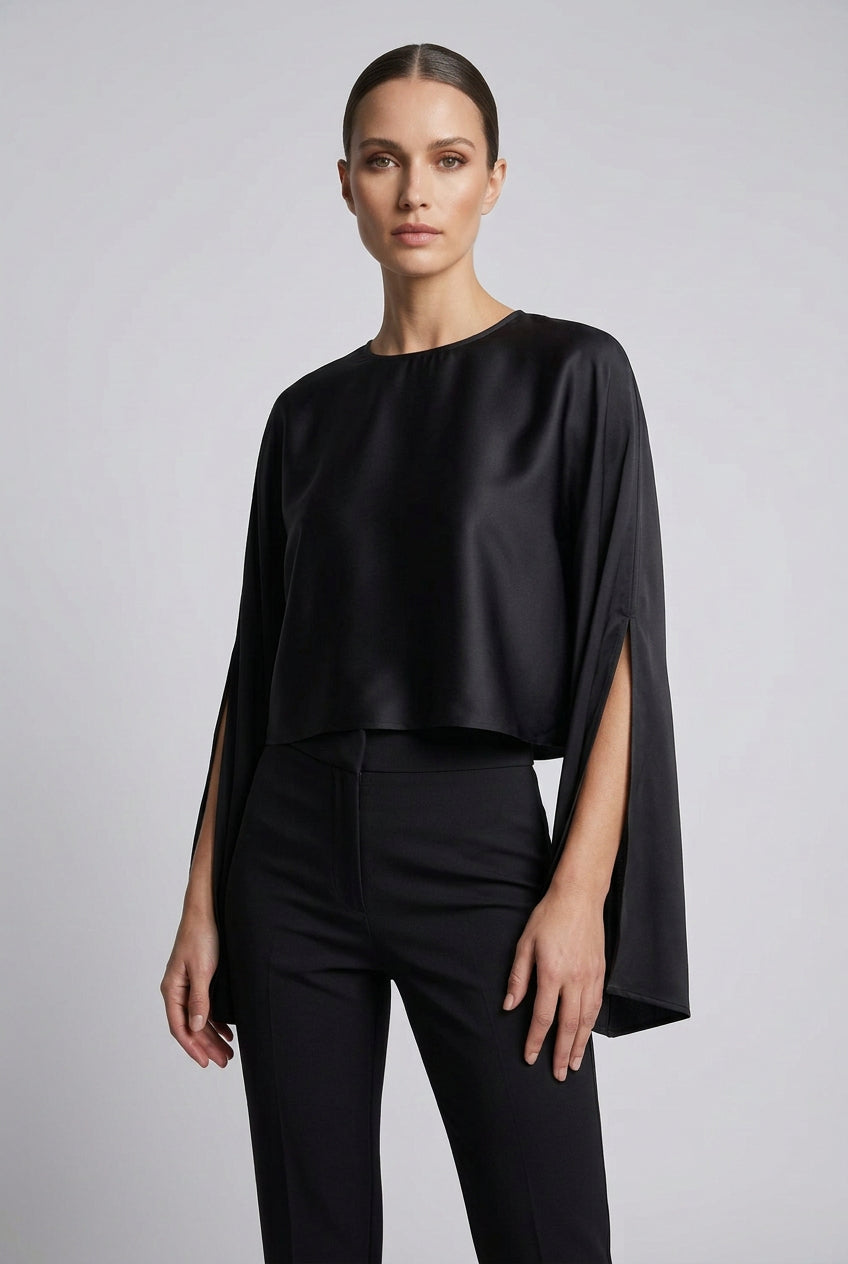 LONG SLEEVE CROP WITH SLIT IN SLEEVES