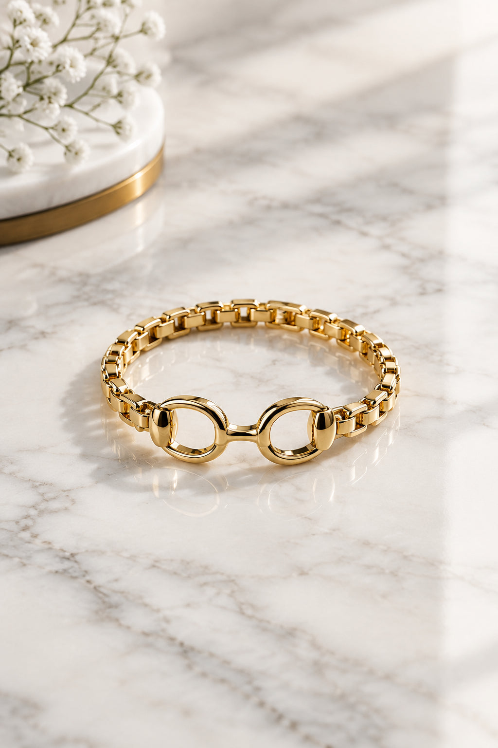 GOLD HORSEBIT BANGLE 6.75"
