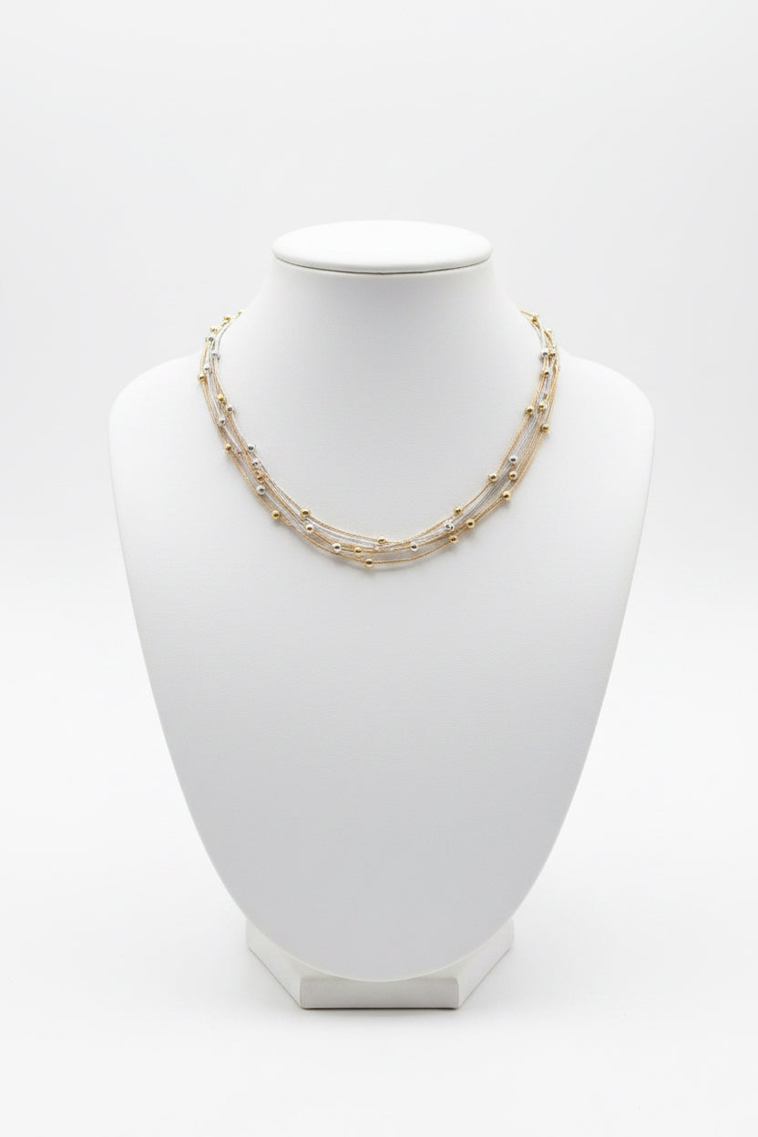 MULTILAYERED NECKLACE WITH BALL ACCENTS