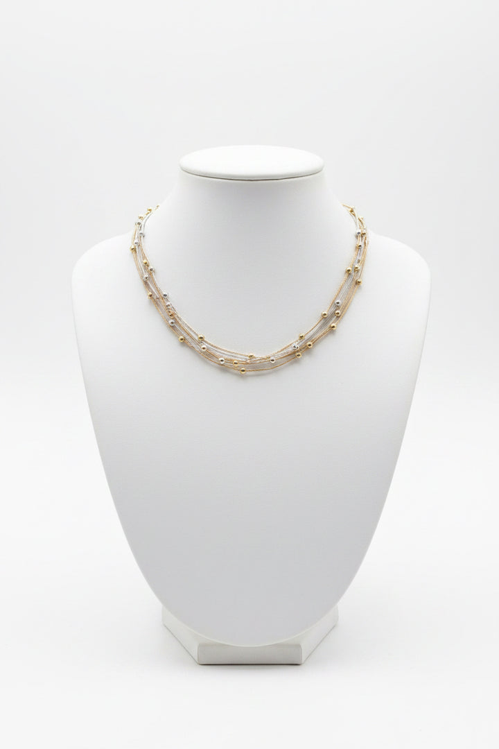 MULTILAYERED NECKLACE WITH BALL ACCENTS
