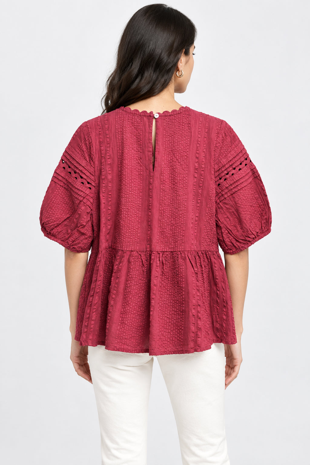 PUFF SLEEVE TOP WITH CUT OUTS