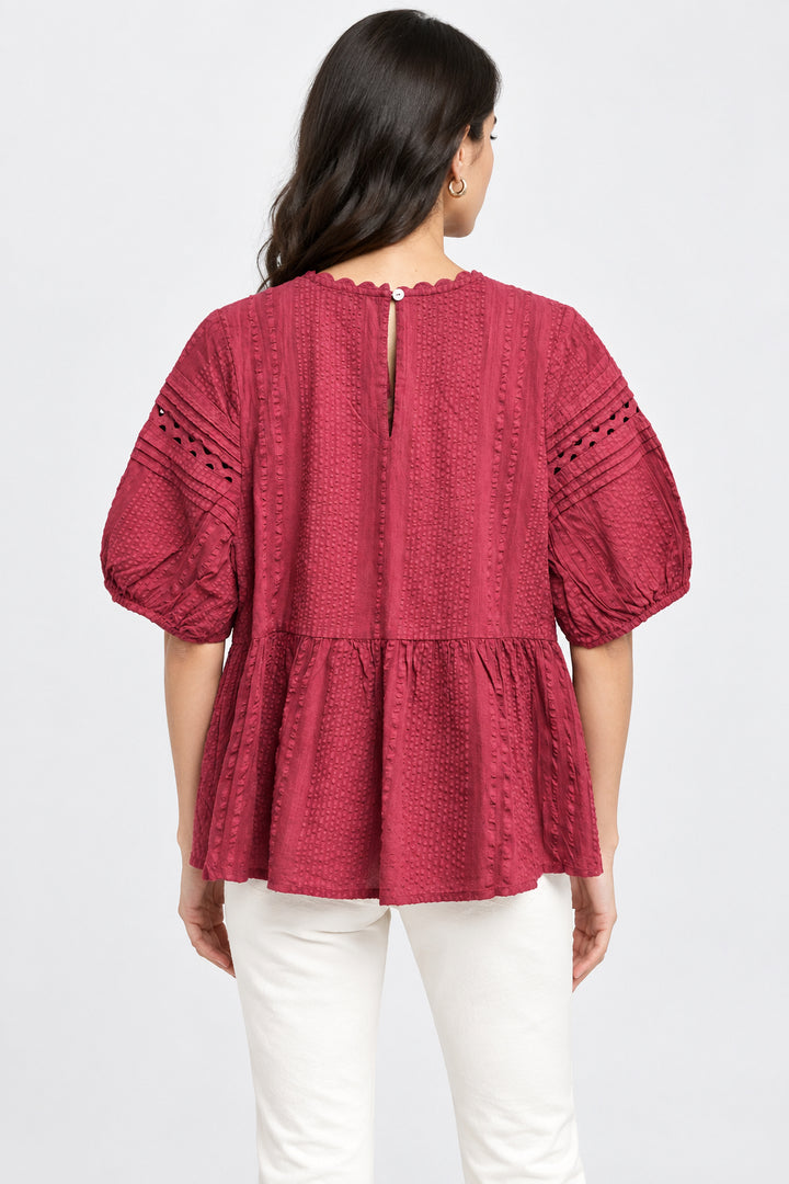 PUFF SLEEVE TOP WITH CUT OUTS