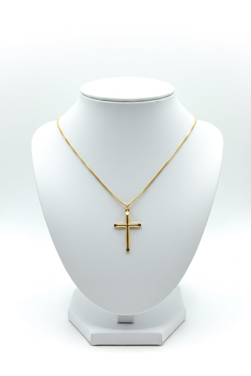 18K GOLD FILLED CROSS PENDANT NECKLACE 16"+2"