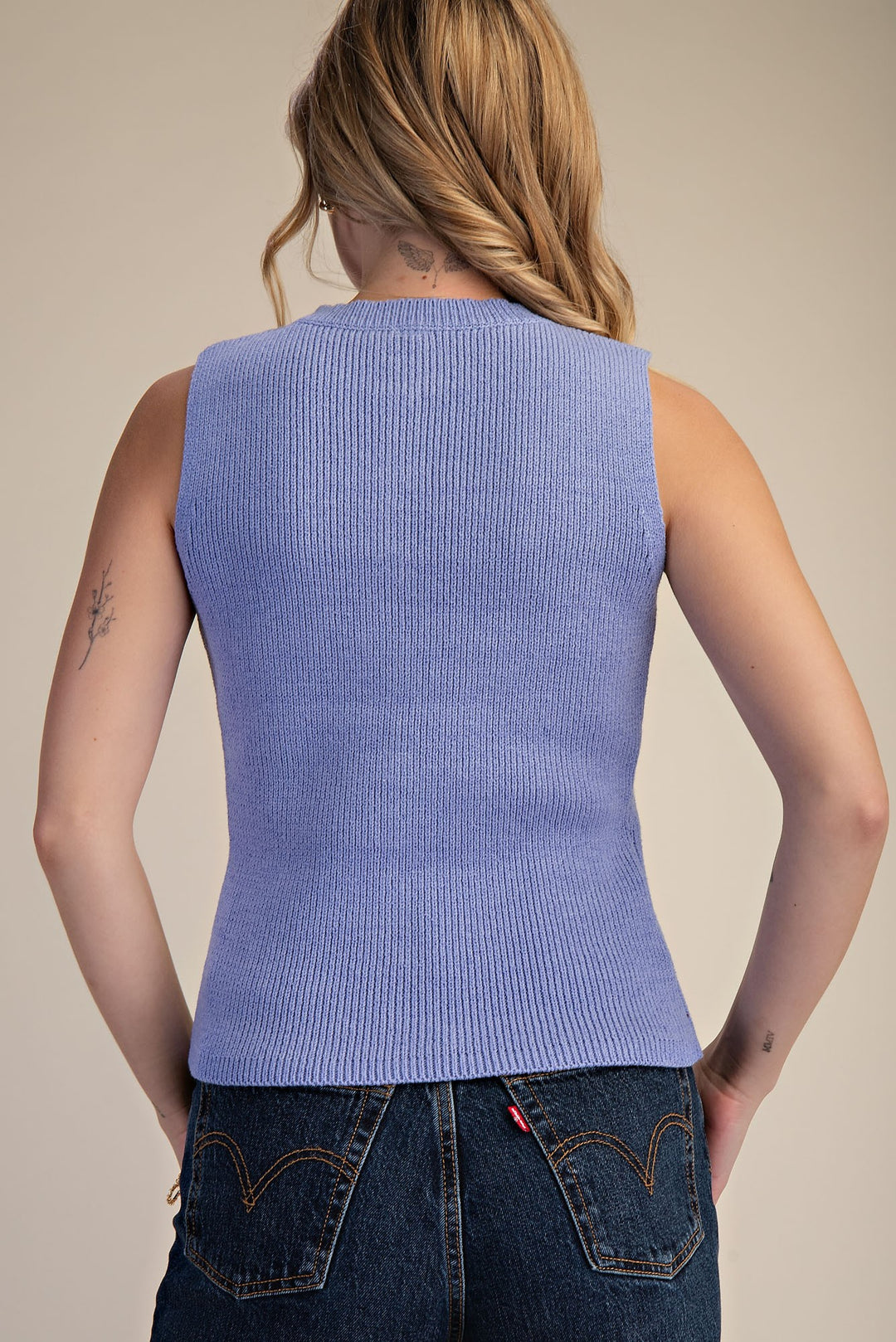 Gold Button Sweater Vest Top