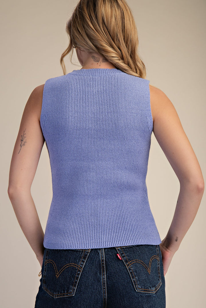 Gold Button Sweater Vest Top