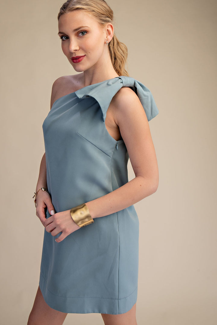 Bow One Shoulder Mini Dress