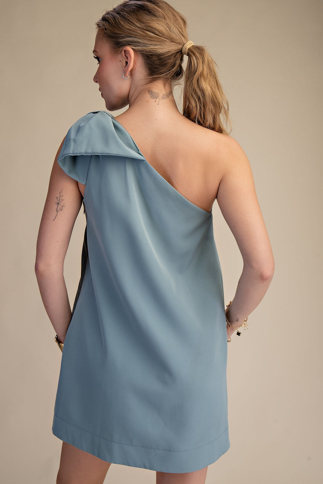 Bow One Shoulder Mini Dress