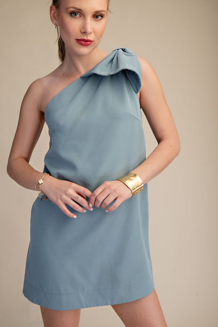 Bow One Shoulder Mini Dress