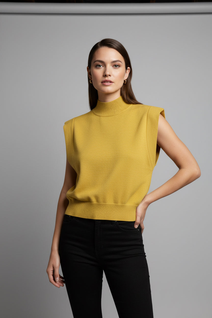 HIGH NECK FINE KNIT TOP