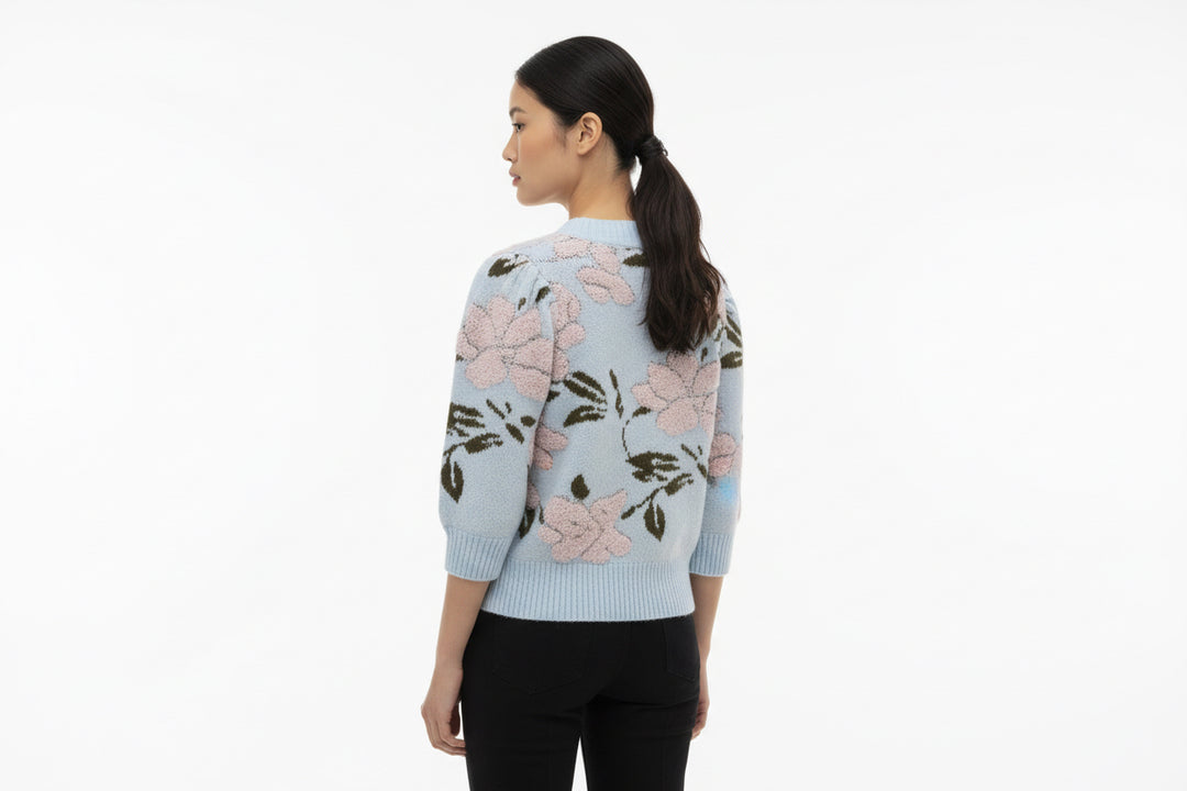 FLORAL PUFF SLEEVE SWEATER