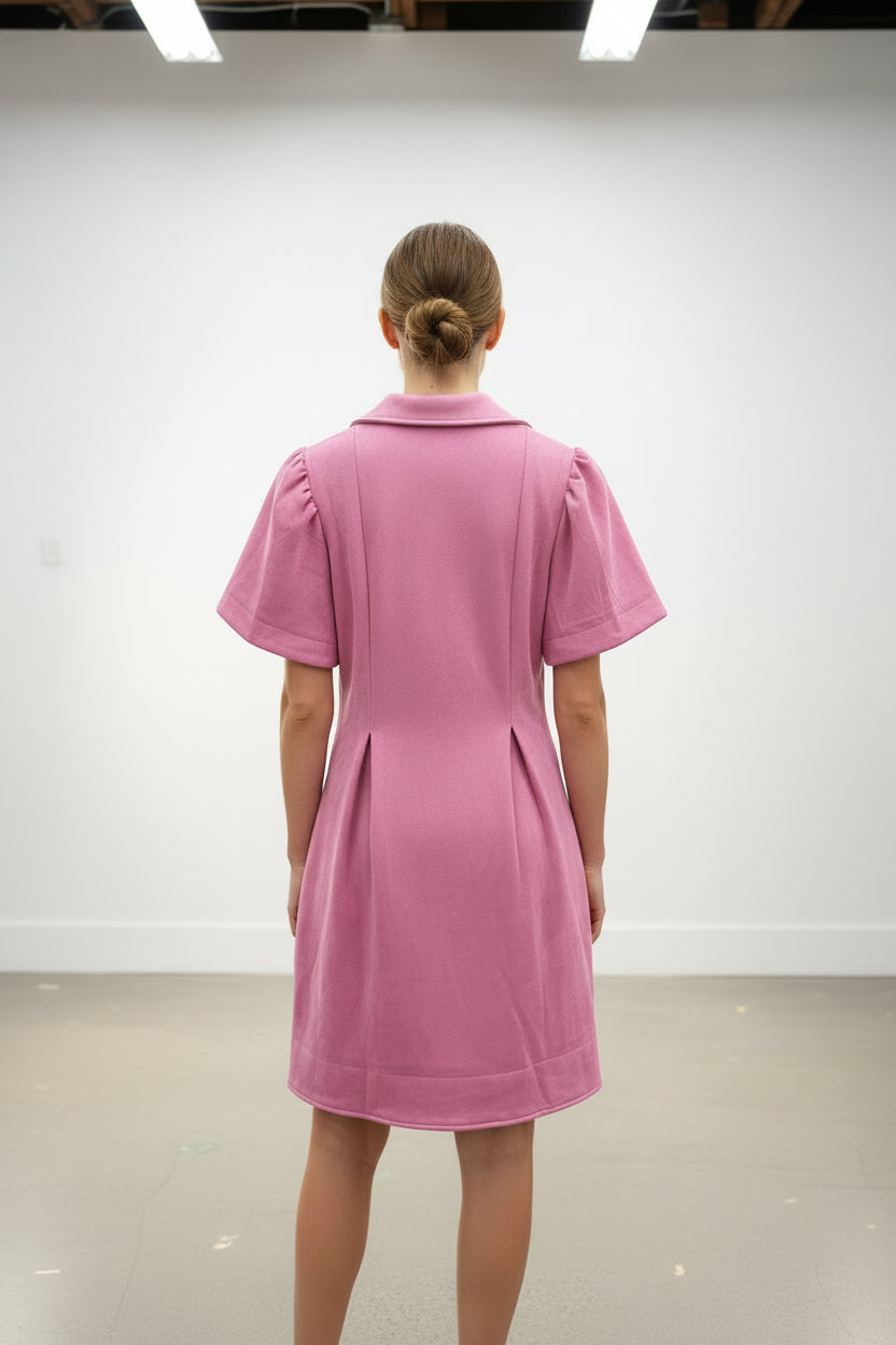 SUEDE PLEATED MINI DRESS