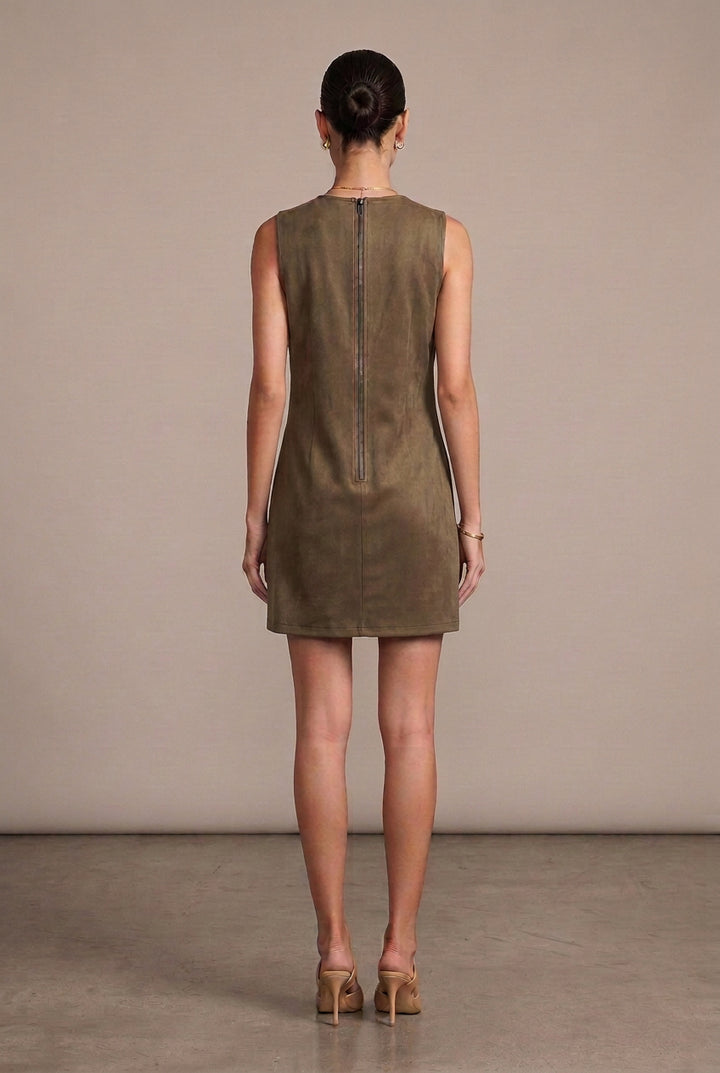 SUEDE HOLLOW OUT SLEEVELESS DRESS