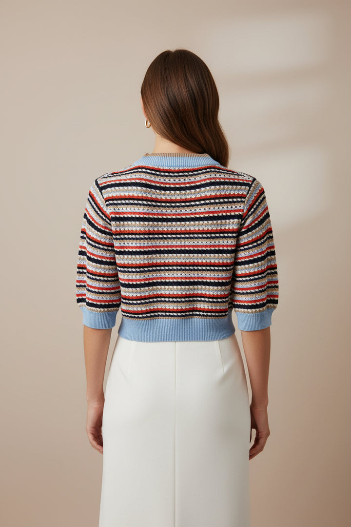 HORIZONTAL STRIPE KNIT TOP