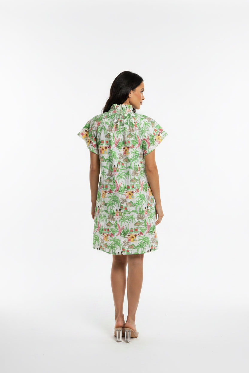 VACATION SCENE PRINT DRESS
