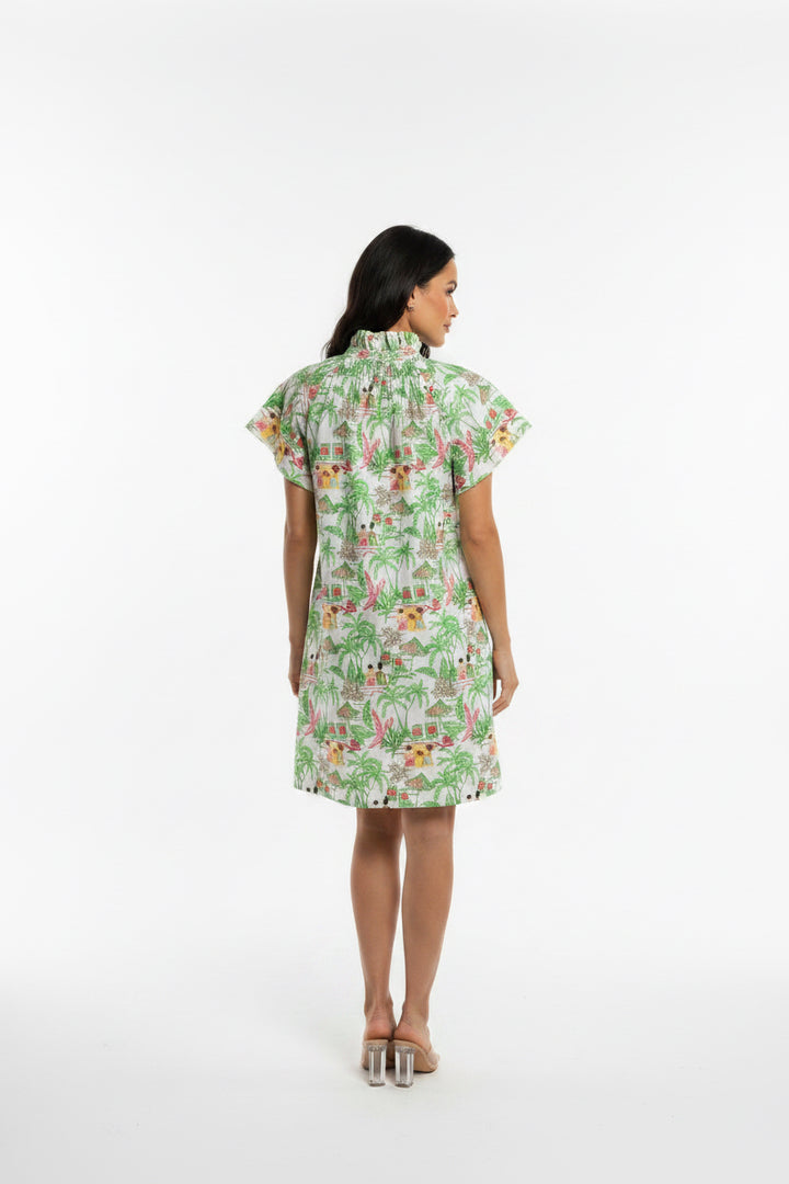 VACATION SCENE PRINT DRESS