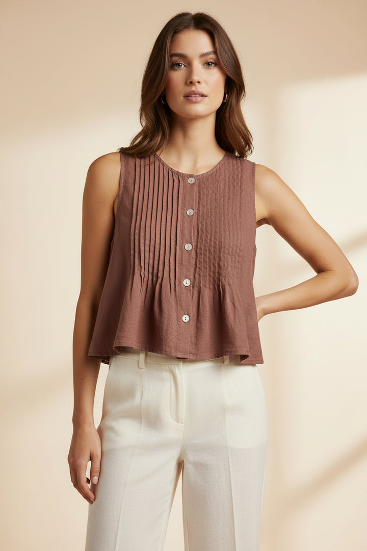 SLEEVELESS PINTUCK TOP