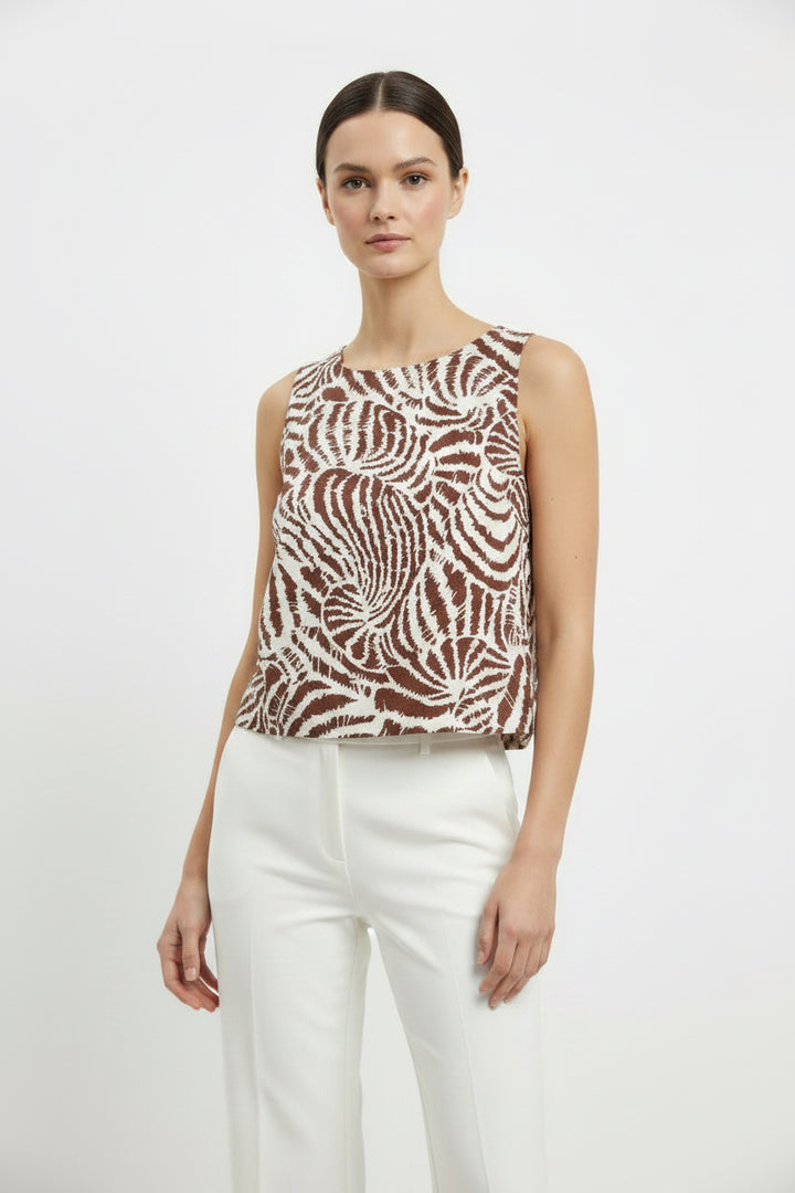 Sleeveless Boat Neck Split Back