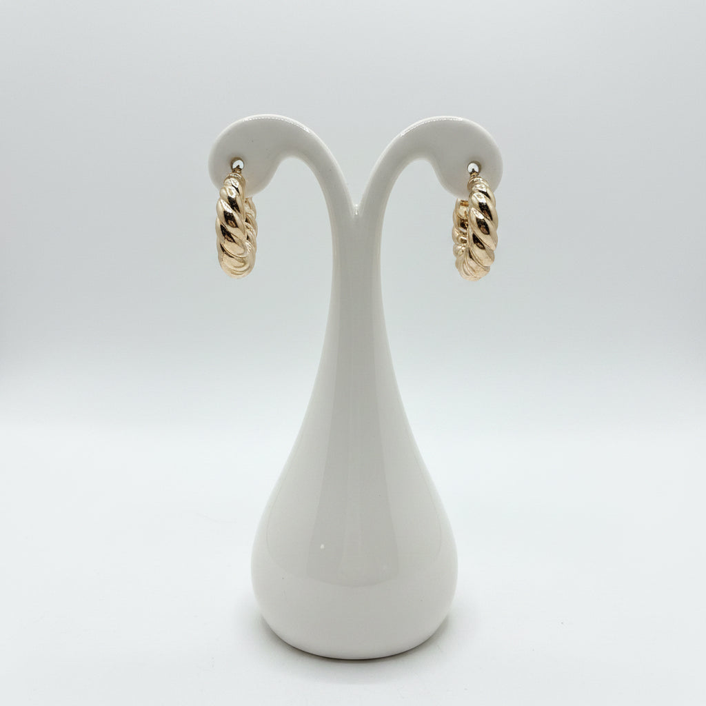 Puffy Gold Twisted Hoops
