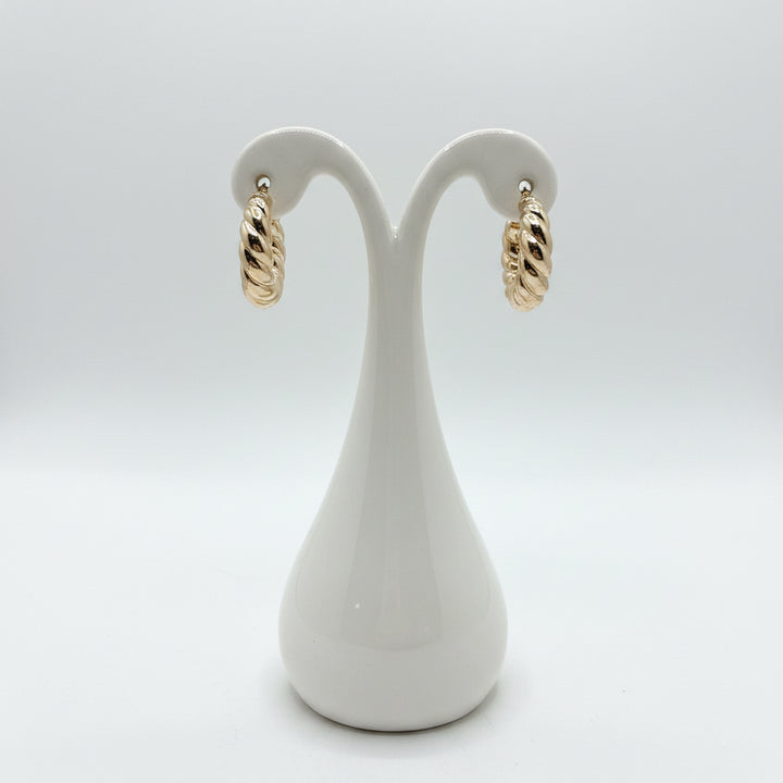 Puffy Gold Twisted Hoops