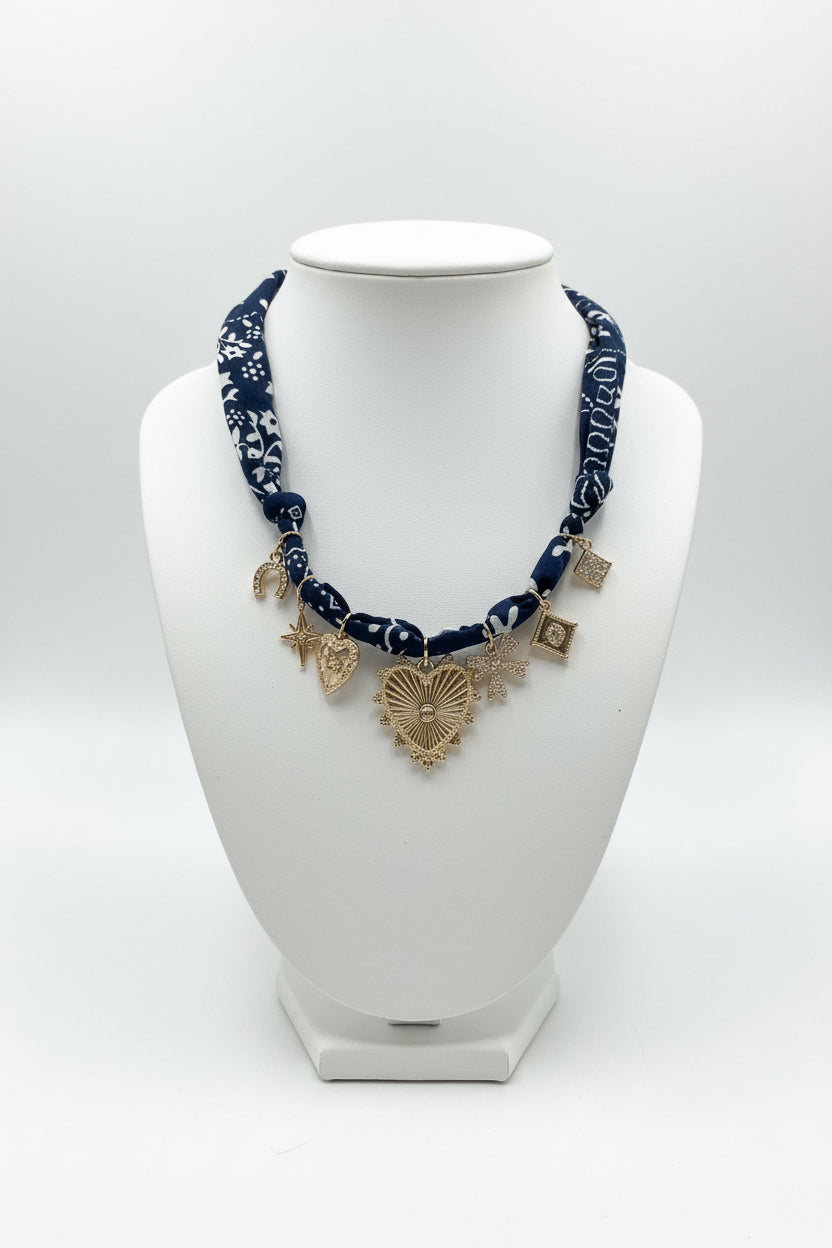 Multi Charm Scarf Necklace