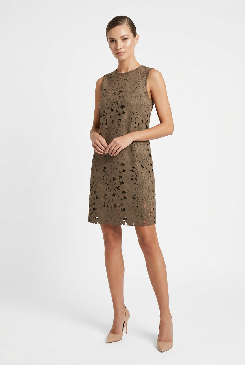 SUEDE HOLLOW OUT SLEEVELESS DRESS