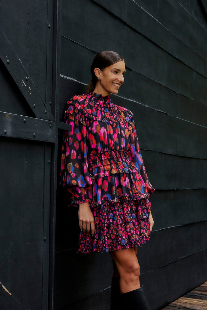 Iridescent Leopard Ruffle Dress
