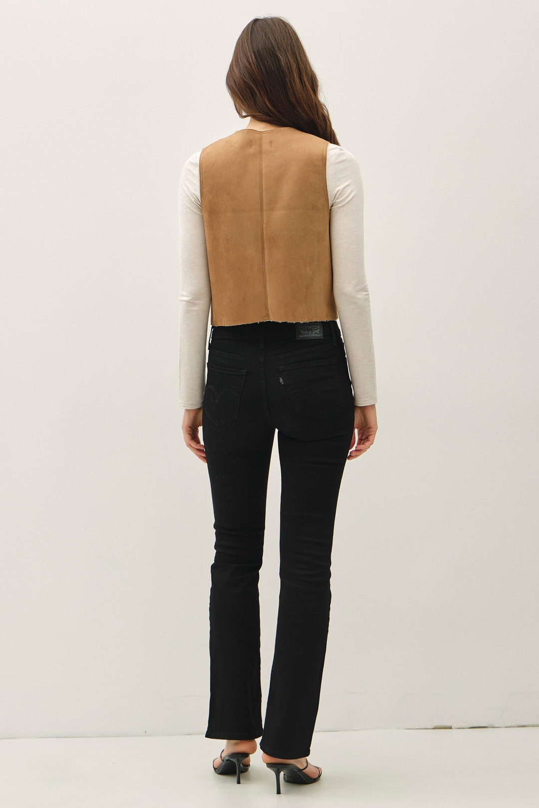 Sherpa Lined Button up V-Neck Vest with Pockets